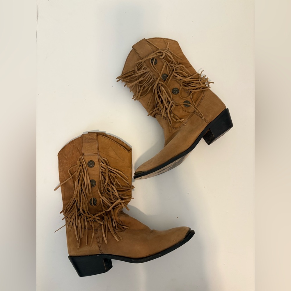 Code West Tan Fringe Cowboy Boots 6.5